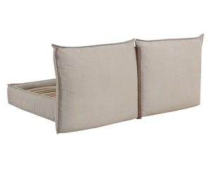 Sunpan Amoris King Upholstered Bed Plush Pillow Headboard Cream Fabric Quiet Luxury 112707