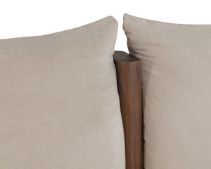 Sunpan Amoris King Upholstered Bed Plush Pillow Headboard Cream Fabric Quiet Luxury 112707