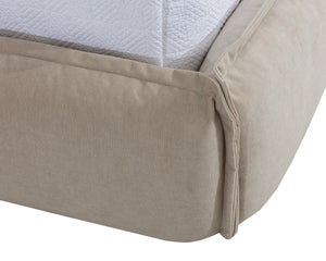 Sunpan Amoris King Upholstered Bed Plush Pillow Headboard Cream Fabric Quiet Luxury 112707