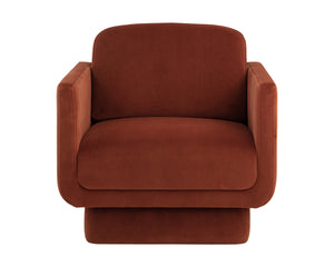 Sunpan Everton Upholstered Lounge Chair with U-Shaped Arms and Square Base for Any Room Orange 112710