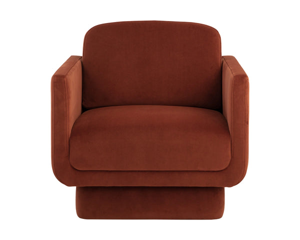 Sunpan Everton Upholstered Lounge Chair with U-Shaped Arms and Square Base for Any Room Orange 112710
