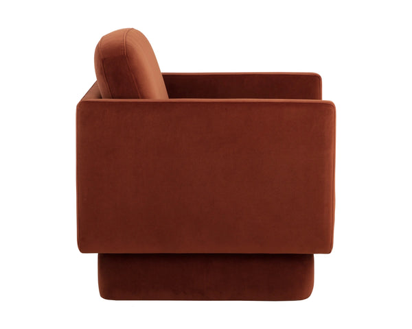 Sunpan Everton Upholstered Lounge Chair with U-Shaped Arms and Square Base for Any Room Orange 112710