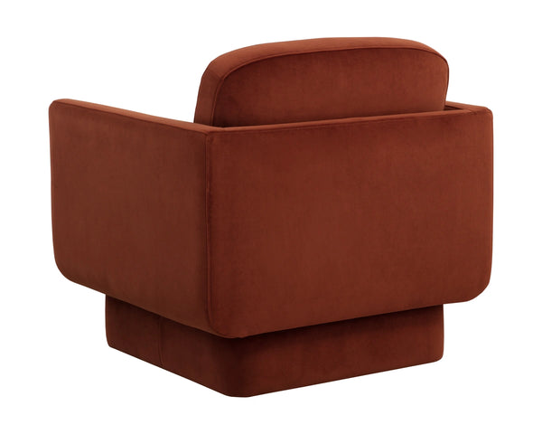 Sunpan Everton Upholstered Lounge Chair with U-Shaped Arms and Square Base for Any Room Orange 112710