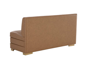 Sunpan Radcliff Faux Leather Banquette Bench with Gold Steel Legs for Dining Nooks Brown 112712