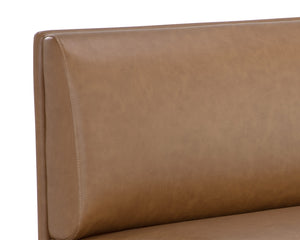 Sunpan Radcliff Faux Leather Banquette Bench with Gold Steel Legs for Dining Nooks Brown 112712