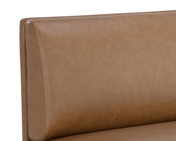 Sunpan Radcliff Faux Leather Banquette Bench with Gold Steel Legs for Dining Nooks Brown 112712