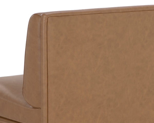Sunpan Radcliff Faux Leather Banquette Bench with Gold Steel Legs for Dining Nooks Brown 112712