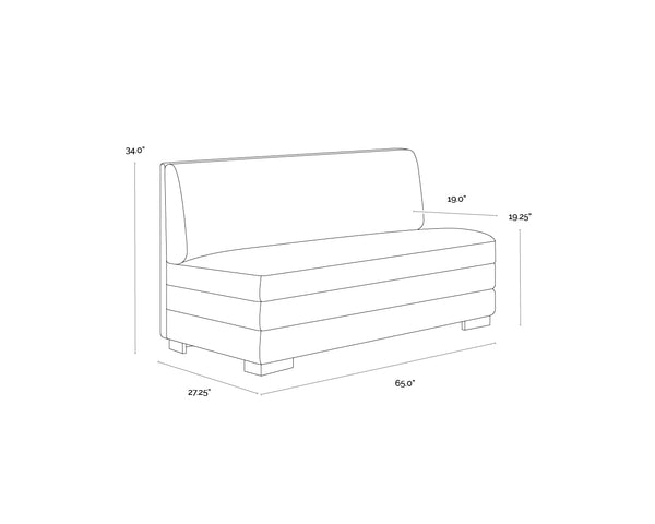 Sunpan Radcliff Faux Leather Banquette Bench with Gold Steel Legs for Dining Nooks Brown 112712