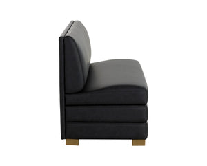 Sunpan Radcliff Faux Leather Banquette Bench with Gold Steel Legs for Dining Nooks Black 112713