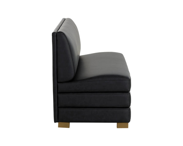 Sunpan Radcliff Faux Leather Banquette Bench with Gold Steel Legs for Dining Nooks Black 112713