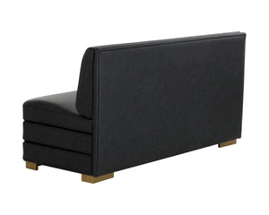 Sunpan Radcliff Faux Leather Banquette Bench with Gold Steel Legs for Dining Nooks Black 112713