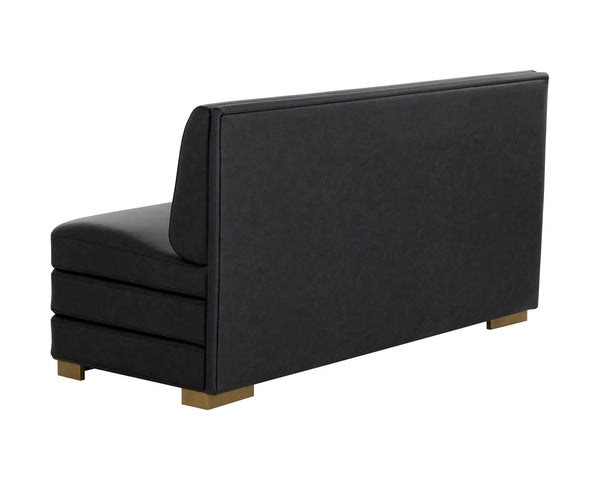 Sunpan Radcliff Faux Leather Banquette Bench with Gold Steel Legs for Dining Nooks Black 112713