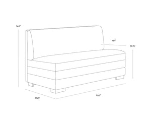 Sunpan Radcliff Faux Leather Banquette Bench with Gold Steel Legs for Dining Nooks Black 112713