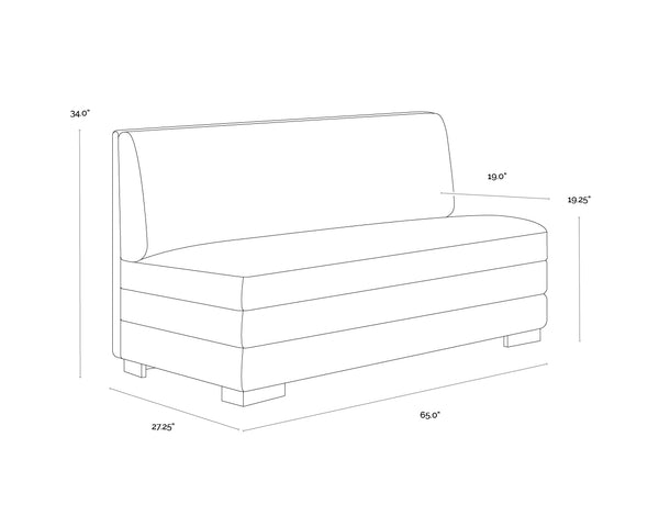 Sunpan Radcliff Faux Leather Banquette Bench with Gold Steel Legs for Dining Nooks Black 112713
