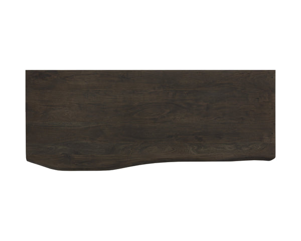 Sunpan Lewis Solid Acacia Live Edge Writing Desk with Waterfall Panel and Brass Iron Base 112714