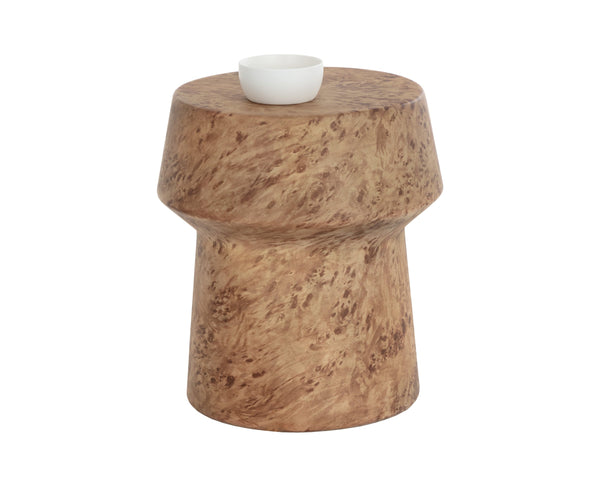 Sunpan Brie Sculptural Concrete End Table Faux Burl Finish Indoor Outdoor Round Accent 112720