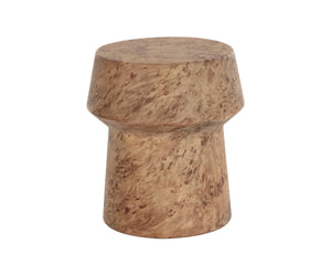 Sunpan Brie Sculptural Concrete End Table Faux Burl Finish Indoor Outdoor Round Accent 112720