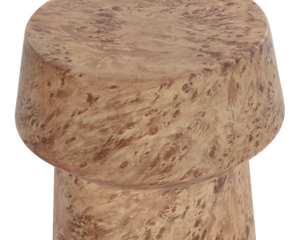 Sunpan Brie Sculptural Concrete End Table Faux Burl Finish Indoor Outdoor Round Accent 112720