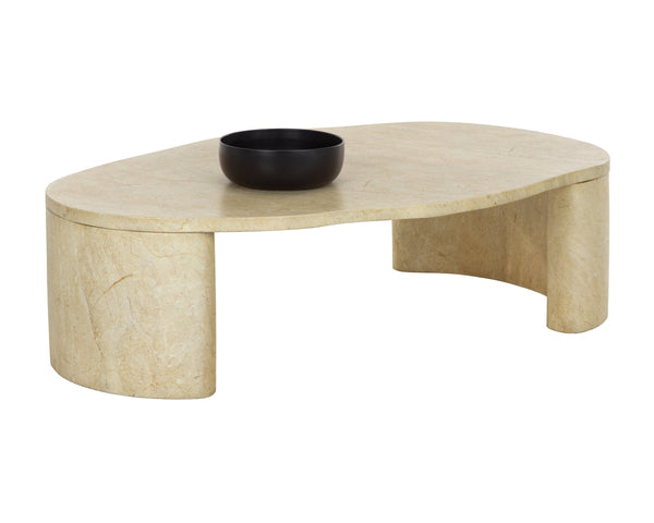 Sunpan Savinah Faux Marble Coffee Table Handcrafted Concrete with Sage Stone Veining Taupe 112724