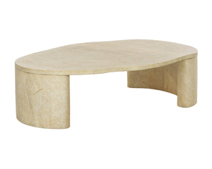 Sunpan Savinah Faux Marble Coffee Table Handcrafted Concrete with Sage Stone Veining Taupe 112724