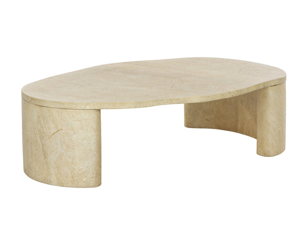Sunpan Savinah Faux Marble Coffee Table Handcrafted Concrete with Sage Stone Veining Taupe 112724