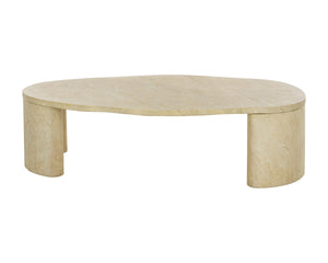 Sunpan Savinah Faux Marble Coffee Table Handcrafted Concrete with Sage Stone Veining Taupe 112724