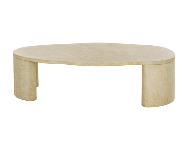Sunpan Savinah Faux Marble Coffee Table Handcrafted Concrete with Sage Stone Veining Taupe 112724