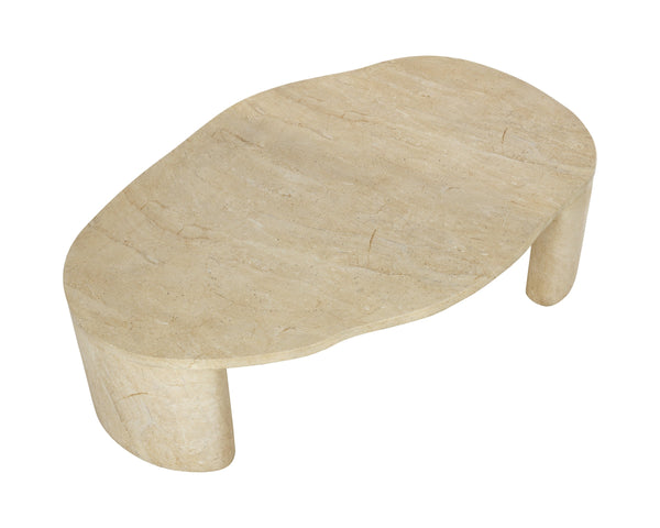 Sunpan Savinah Faux Marble Coffee Table Handcrafted Concrete with Sage Stone Veining Taupe 112724