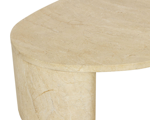 Sunpan Savinah Faux Marble Coffee Table Handcrafted Concrete with Sage Stone Veining Taupe 112724