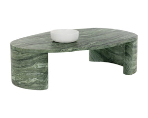 Sunpan Savinah Faux Marble Coffee Table Handcrafted Concrete with Sage Stone Veining Green 112725