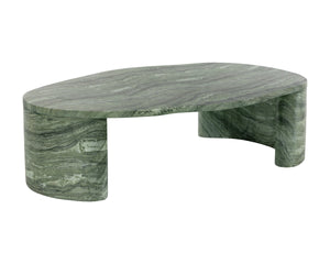 Sunpan Savinah Faux Marble Coffee Table Handcrafted Concrete with Sage Stone Veining Green 112725