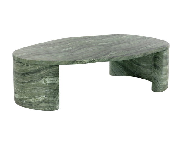 Sunpan Savinah Faux Marble Coffee Table Handcrafted Concrete with Sage Stone Veining Green 112725