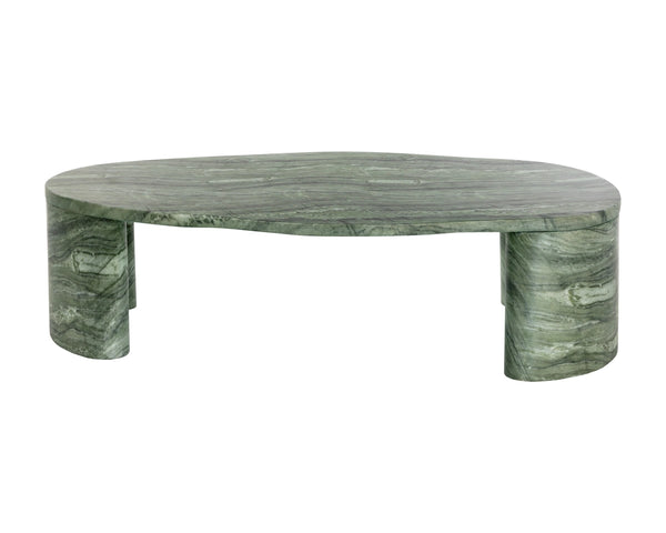 Sunpan Savinah Faux Marble Coffee Table Handcrafted Concrete with Sage Stone Veining Green 112725