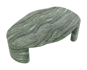 Sunpan Savinah Faux Marble Coffee Table Handcrafted Concrete with Sage Stone Veining Green 112725