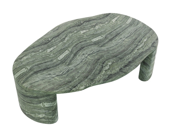 Sunpan Savinah Faux Marble Coffee Table Handcrafted Concrete with Sage Stone Veining Green 112725