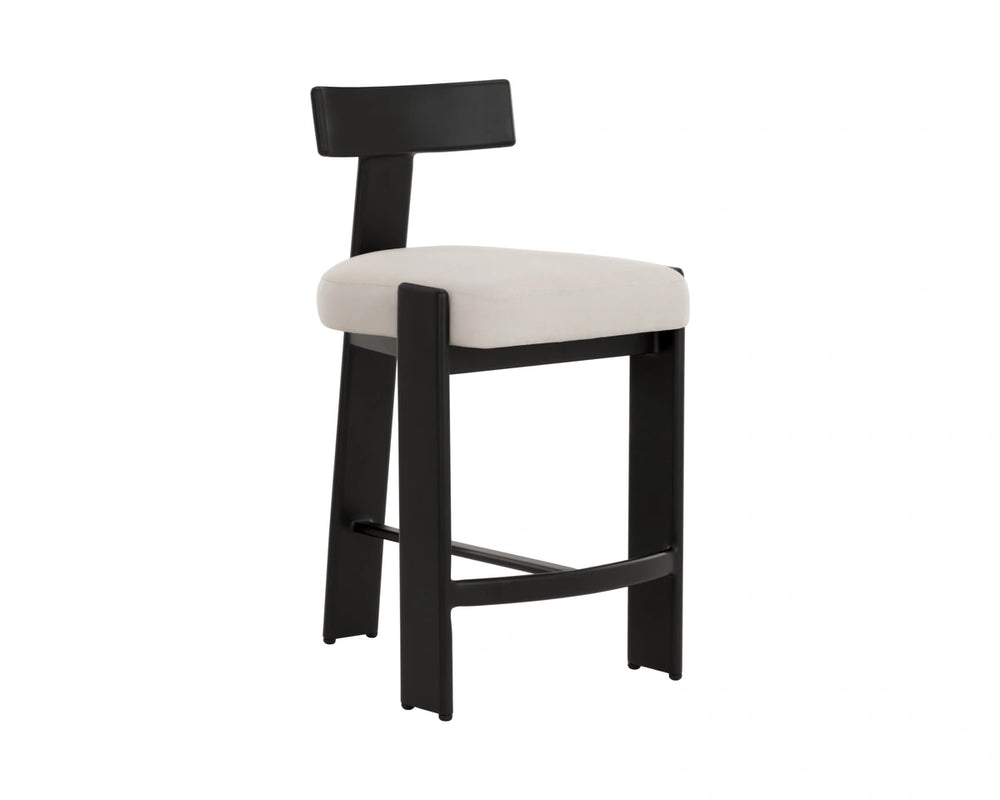 Sunpan Titan Aluminum Frame Counter Stool with Cream Performance Fabric for Kitchen Islands 112726V