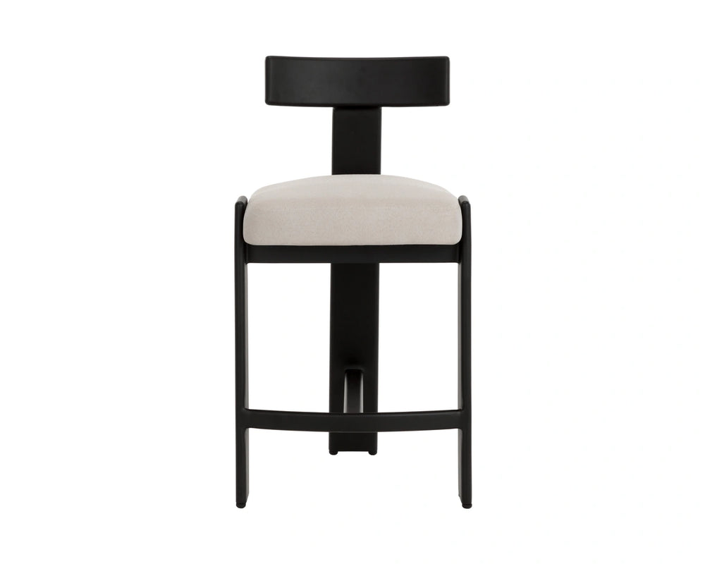 Sunpan Titan Aluminum Frame Counter Stool with Cream Performance Fabric for Kitchen Islands 112726V