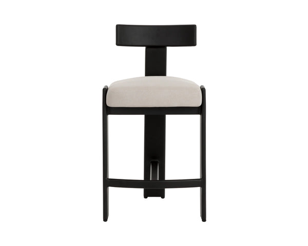 Sunpan Titan Aluminum Frame Counter Stool with Cream Performance Fabric for Kitchen Islands 112726V