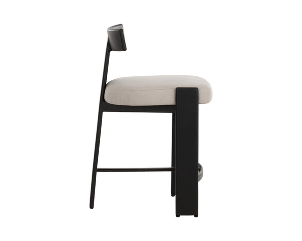 Sunpan Titan Aluminum Frame Counter Stool with Cream Performance Fabric for Kitchen Islands 112726V