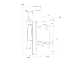 Sunpan Titan Aluminum Frame Counter Stool with Cream Performance Fabric for Kitchen Islands 112726V
