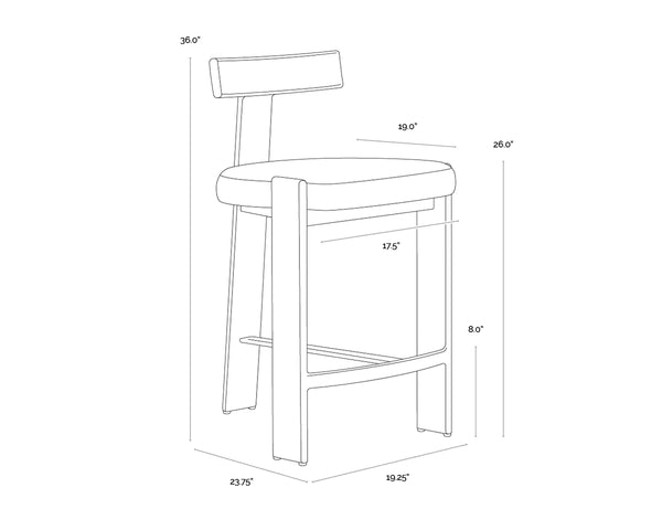 Sunpan Titan Aluminum Frame Counter Stool with Cream Performance Fabric for Kitchen Islands 112726V