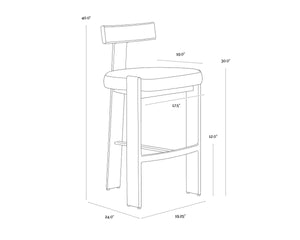 Sunpan Titan Upholstered Barstool with Aluminum Frame for Kitchen Island or Bar 112727V