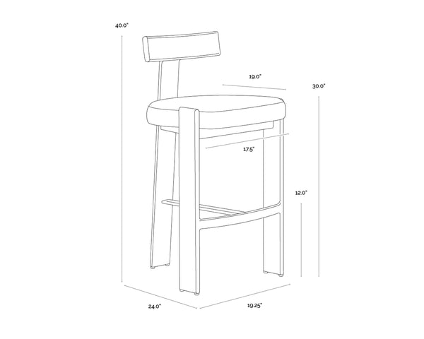 Sunpan Titan Upholstered Barstool with Aluminum Frame for Kitchen Island or Bar 112727V