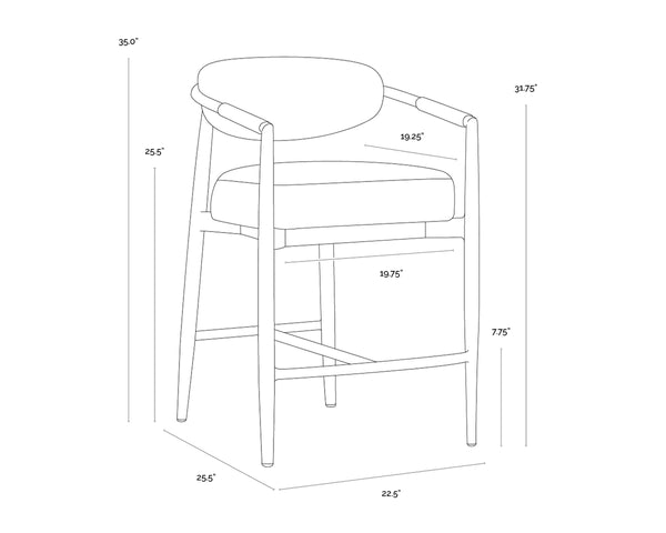 Sunpan Marita Outdoor Counter Stool Wicker Wrapped Aluminum Frame Patio Dining Seat 112728V