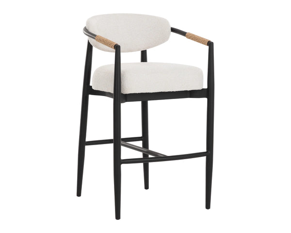 Sunpan Marita Outdoor Barstool Wicker Wrapped Aluminum Frame Cafe Style Patio Seating 112729V
