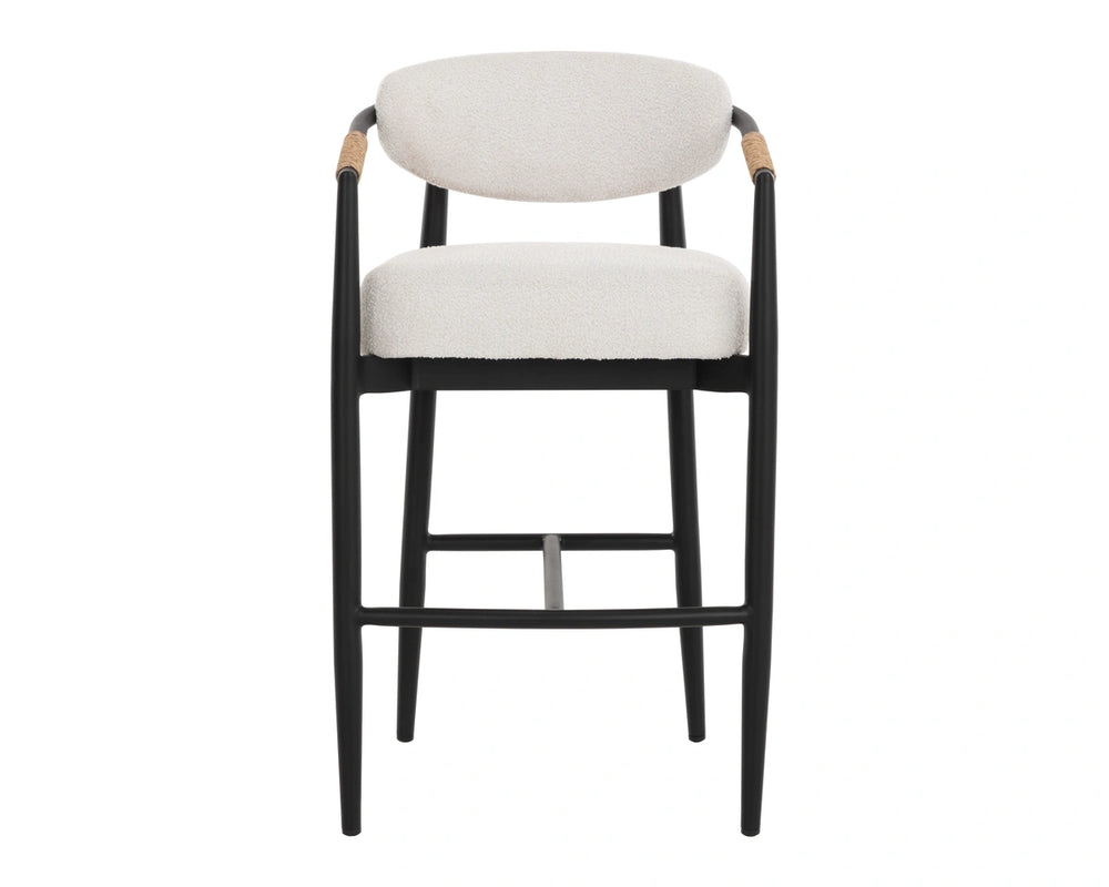 Sunpan Marita Outdoor Barstool Wicker Wrapped Aluminum Frame Cafe Style Patio Seating 112729V