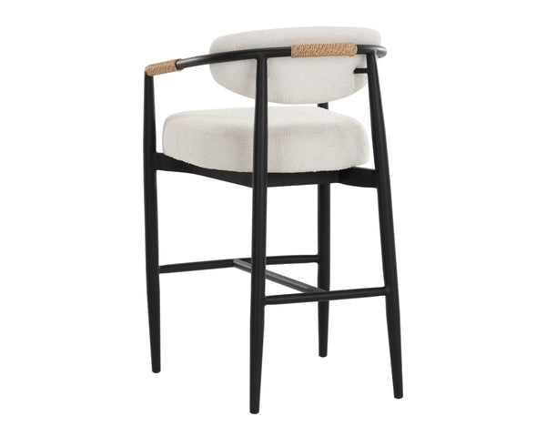 Sunpan Marita Outdoor Barstool Wicker Wrapped Aluminum Frame Cafe Style Patio Seating 112729V