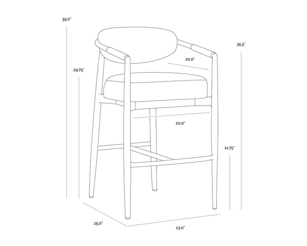 Sunpan Marita Outdoor Barstool Wicker Wrapped Aluminum Frame Cafe Style Patio Seating 112729V