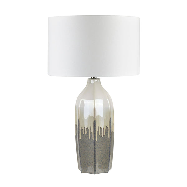 Crestview Collection 30.75"H Elegant Ceramic Table Lamp With Artistic Drip Design, White Linen Shade & 3-way Socket   Cvazp168