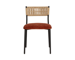 Sunpan Ernesta Woven Rope Back Dining Chair Upholstered Seat Coastal Modern Iron Frame Orange 112735